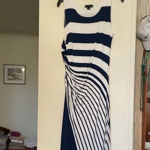 Tribal Brand Maxi Dress Size M Navy and White Stripe